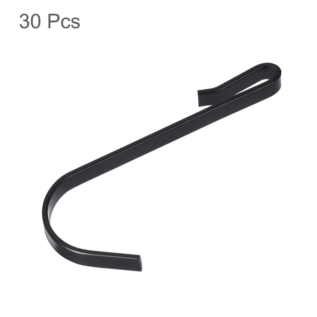 30pcs Stainless Steel J Shaped Hooks, Clip-on Hook Wire Rack Hook Black