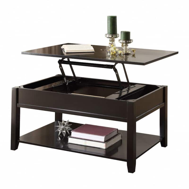 40-Inch Modern Lift Top Coffee Table with Hidden Storage Black Wood Stylish and Functional - 40''L x 24''W x 19''H