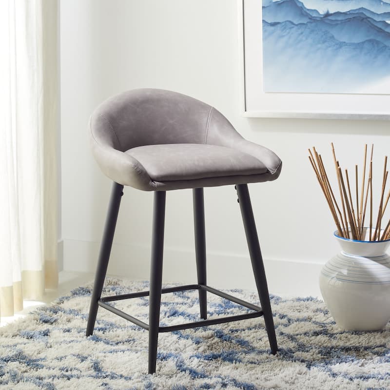 SAFAVIEH Lota 25-inch Counter Stool - 19.8" x 19.9" x 31.2" - 20Wx20Dx31H - Grey/Black