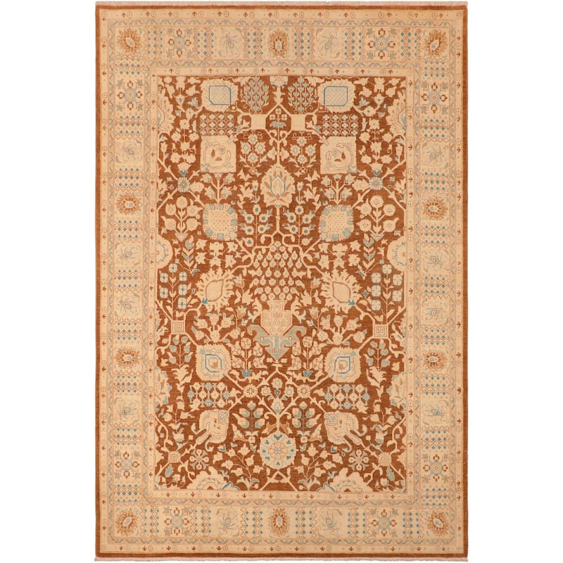 Classic Ziegler Sofia Brown Beige Hand-knotted Wool Rug - 8 ft. 0 in. x 9 ft. 10 in.