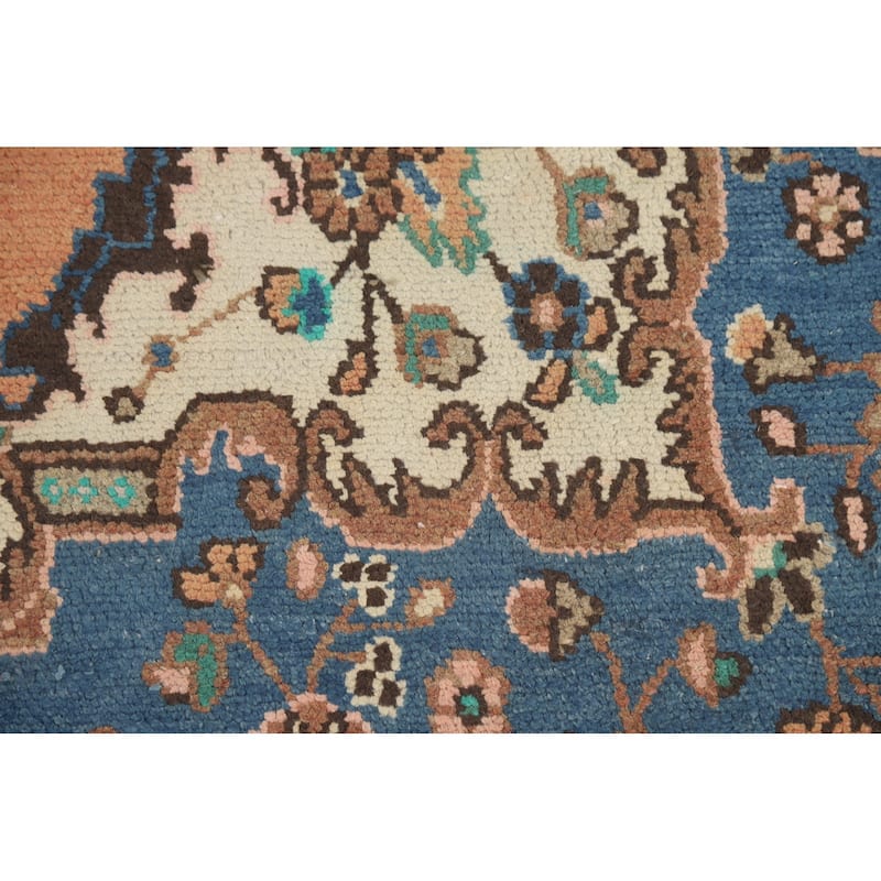 Orange Floral Hamedan Persian Area Rug Hand-Knotted Wool Carpet - 8'6" x 11'11"