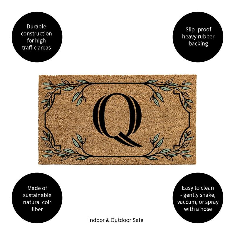 28 in. x 16 in. Monogram Coir Mat, Letter "Q"