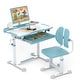 preview thumbnail 3 of 19, Gymax Kid's Study Desk & Chair Set w/Tilt Desktop Book Stand Footrest Blue