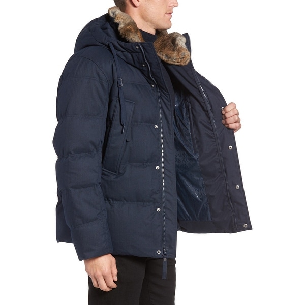 andrew marc lillie rabbit & fox fur trim down coat