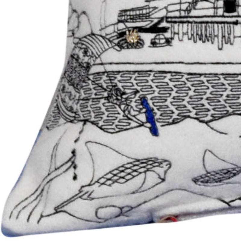HomeRoots 35" White Homer Spit Daylight Skyline Lumbar Decorative Pillow