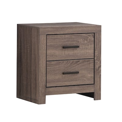 2 Drawers Wooden Nightstand in Barrel Oak