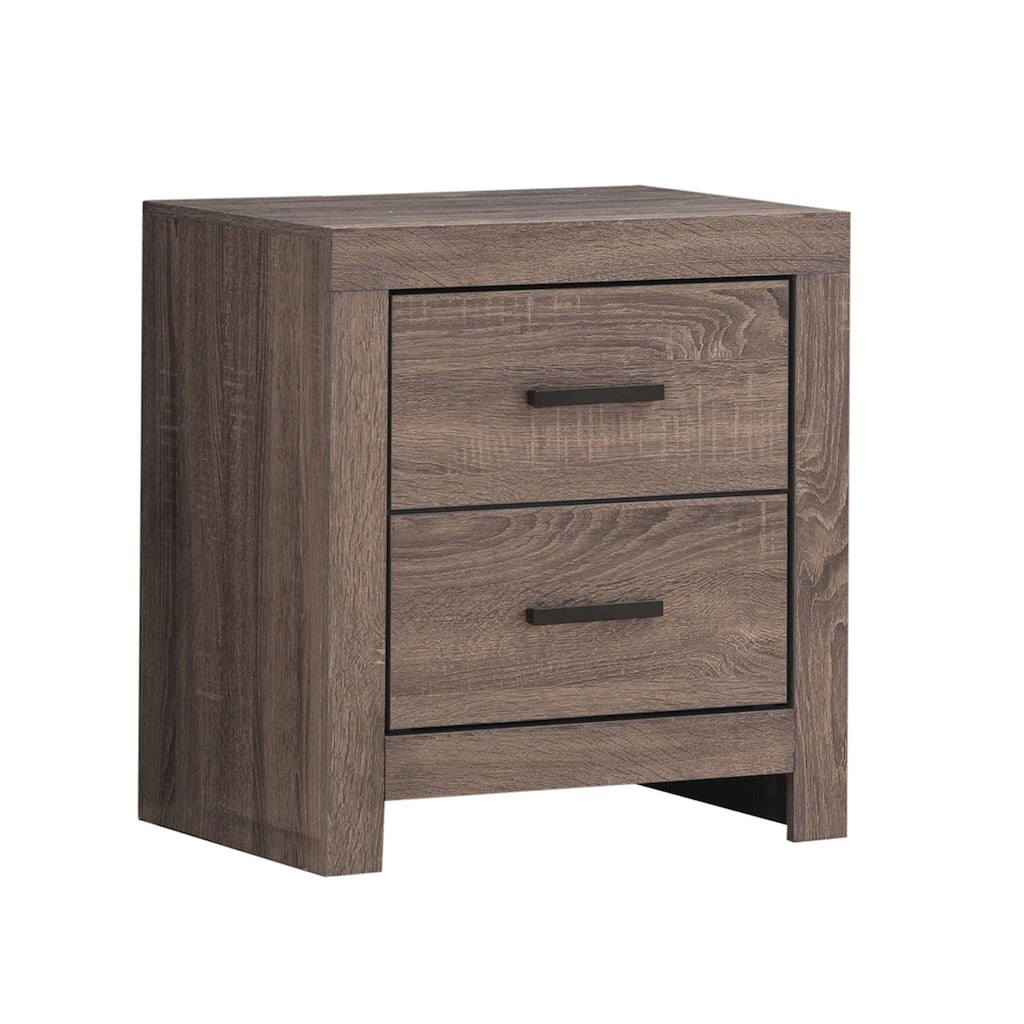 2 Drawers Wooden Nightstand in Barrel Oak