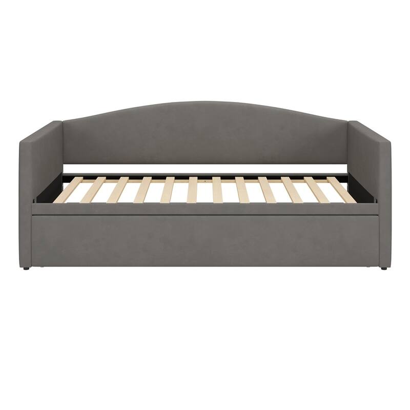 Upholstered Twin Size Daybed with Extended Pop Up Trundle