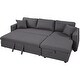 preview thumbnail 9 of 8, L-shape Sectional Sofa Modern Convertible Upholstered Twin Sofa Bed Sleeper with Storage Sofa Chaise and 2 Tossing Cushions
