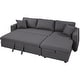 preview thumbnail 5 of 11, Upholstery Sleeper Sectional Sofa Grey with Storage Space