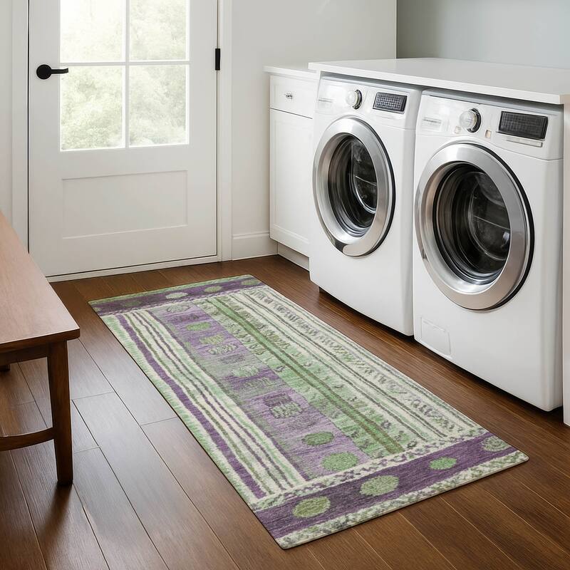 Premium Washable Super Soft Global Modern Mayfield Rug - Purple - 2'3" x 7'6"
