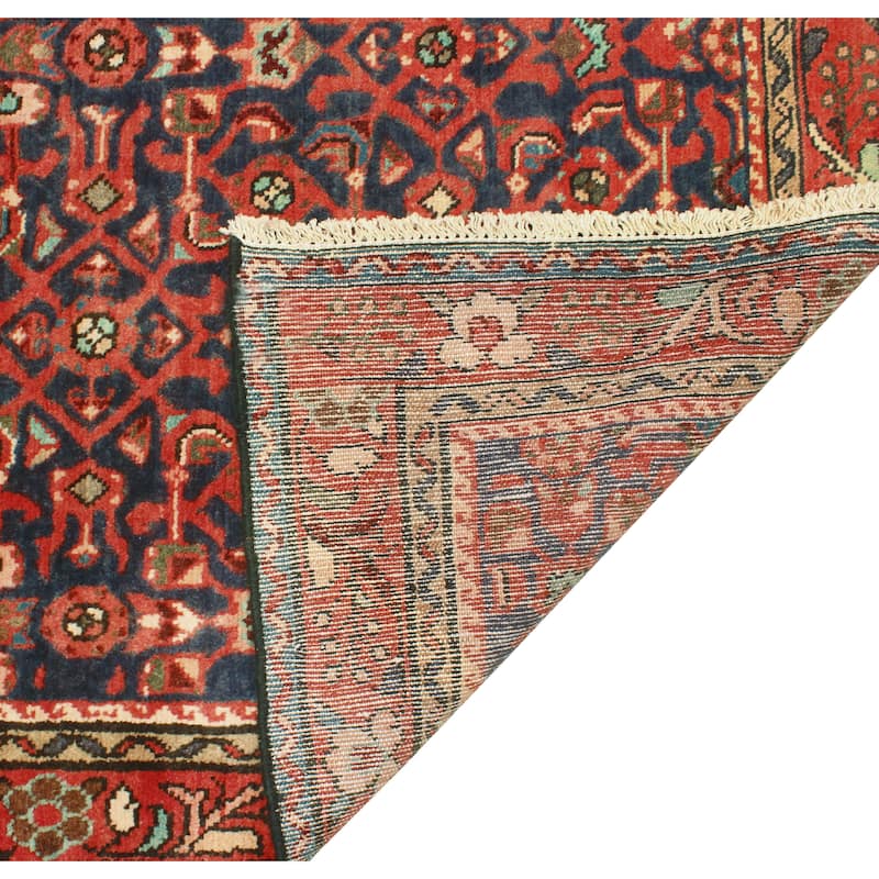 Fine Vintage Distressed Atefeh Navy/Rust Runner - 3'2" x 9'7"