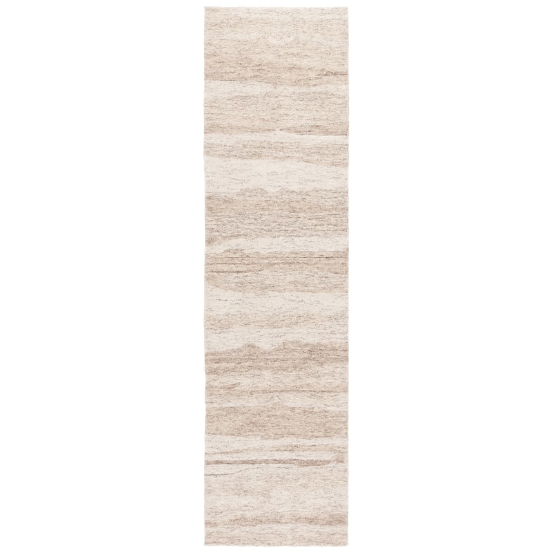 SAFAVIEH Handmade Ebony Barteldina Modern & Contemporary Wool Rug - 2'3" x 9' Runner - Brown/Ivory