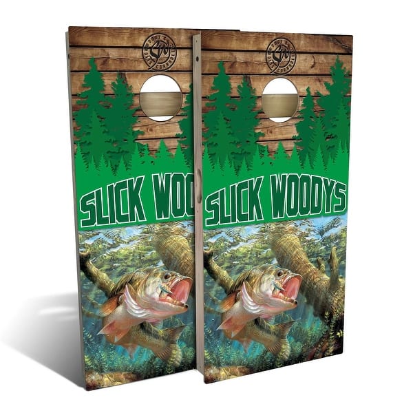slide 2 of 9, Fishing Trip Outdoor Cornhole Board Set Backyard 2x4 - NO Accessories