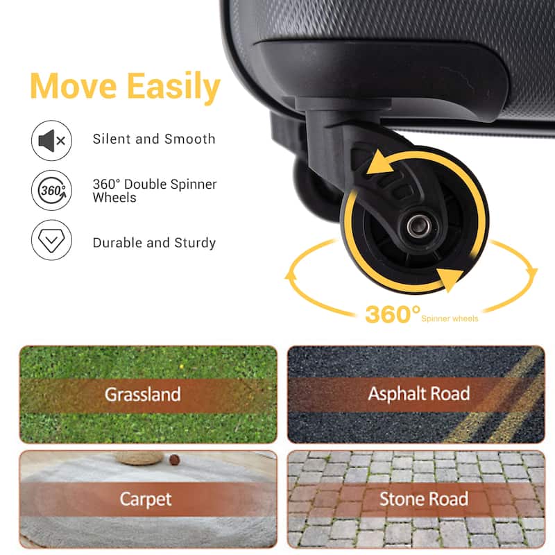 Hardshell Suitcase with Spinner Wheels ABS Luggage Sets Lightweight Durable Suitcase