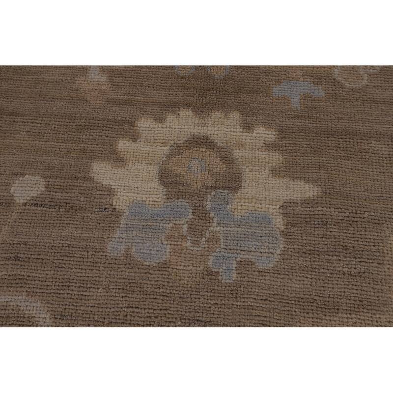 Vegetable Dye Brown Oushak Turkish Area Rug Hand-Knotted Wool Carpet - 8'2"x 10'0"