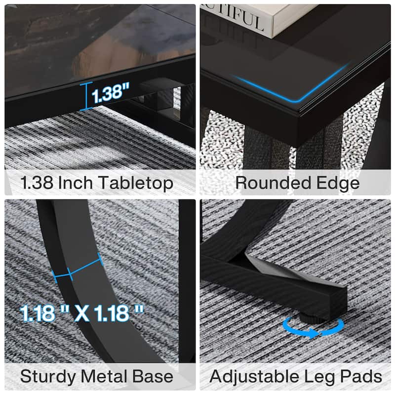 63-Inch Modern Computer Desk with Metal Frame for Home Office, Black