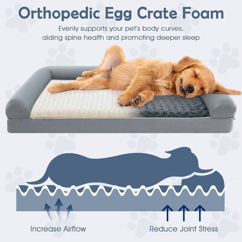 Costway L/XL/XXL Sized Large Pet Bed with Orthopedic Egg Crate Foam