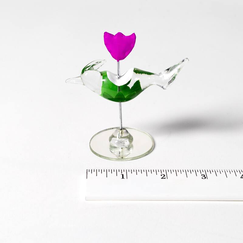 Cotton Candy Bird with Flower Crystal Figurine - 3.25"