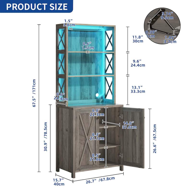 Bar Cabinet for Liquor and Glasses Dining Kitchen Cabinet with Wine Rack