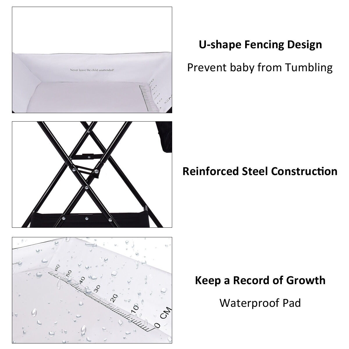 costway baby storage folding diaper changing table