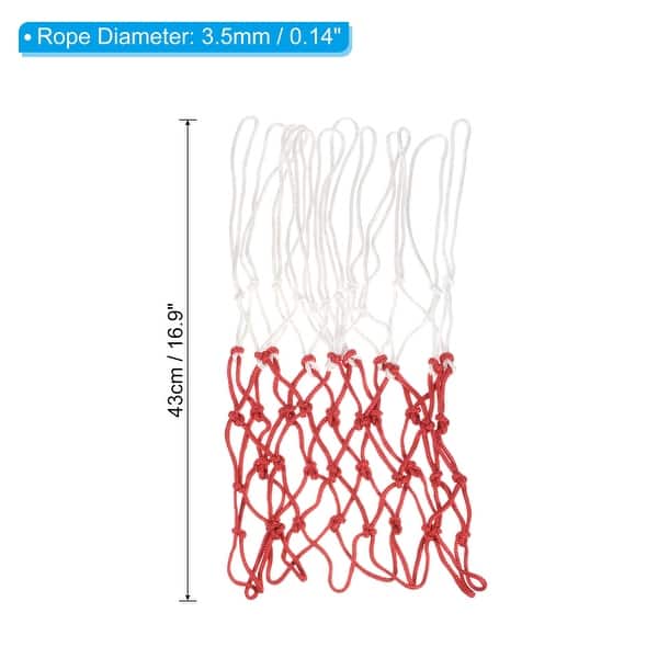 dimension image slide 1 of 2, 4Pcs 16.9" PP Basketball Hoop Net Replacement Outdoor, White Red