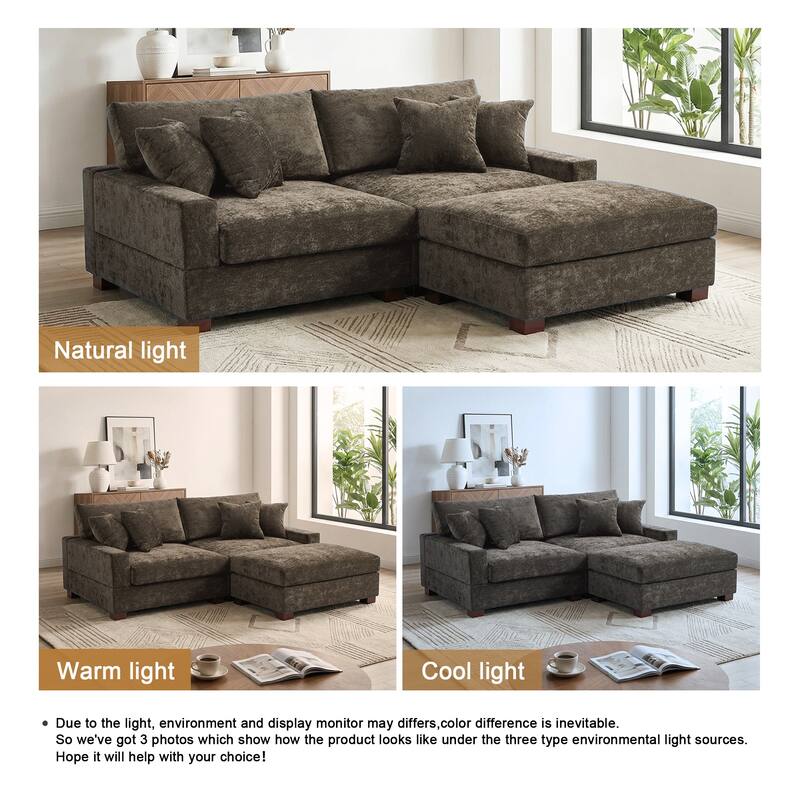 Modern Oversized Chenille Modular Sectional Sofa with Ottoman