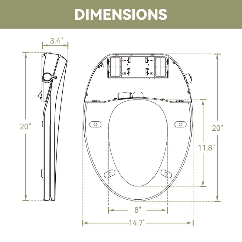 HOROW One Piece Toilet with Non-Electric Bidet Toilet Seat, Elongated ADA Chair Height Toilets with Adjustable Nozzles Seat