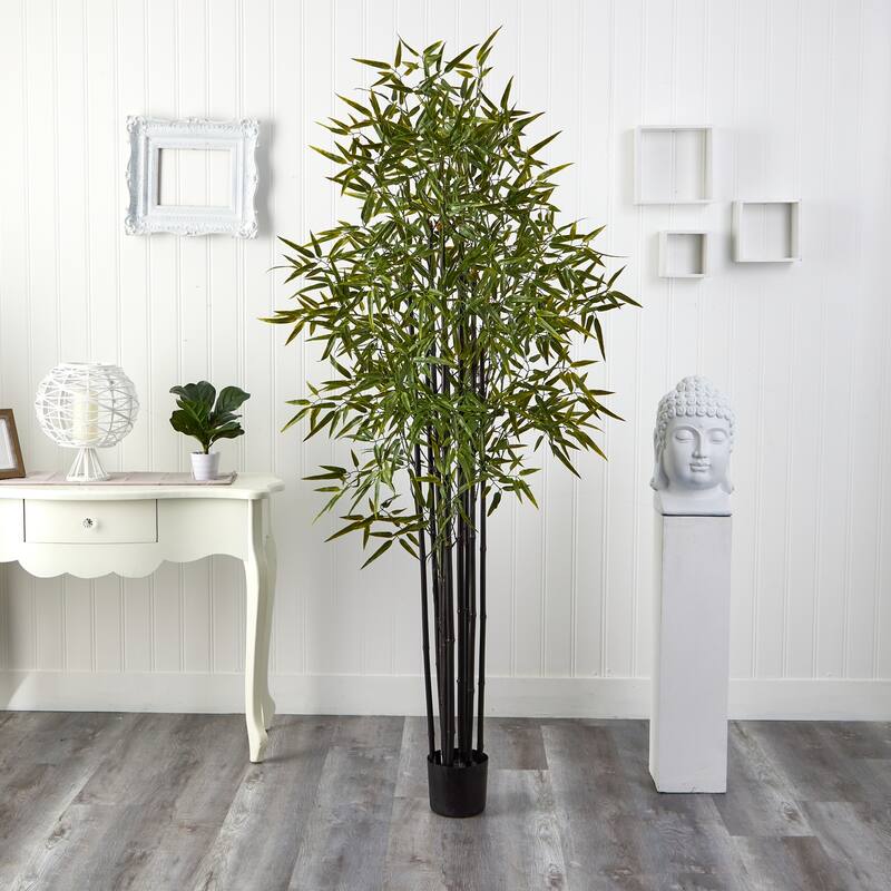 6ft Black Bamboo Tree - Indoor Outdoor Decorative Plant, Tall Faux Bamboo, Modern Home Office Decor