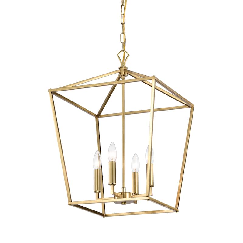 Gold Finish 4-Light 16 in. Lantern Cage Pendant