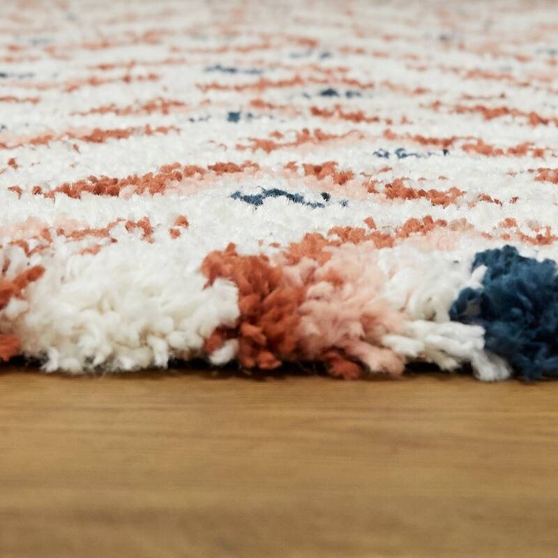 Hadley Geometric Chevron Stripe Shag Area Rug