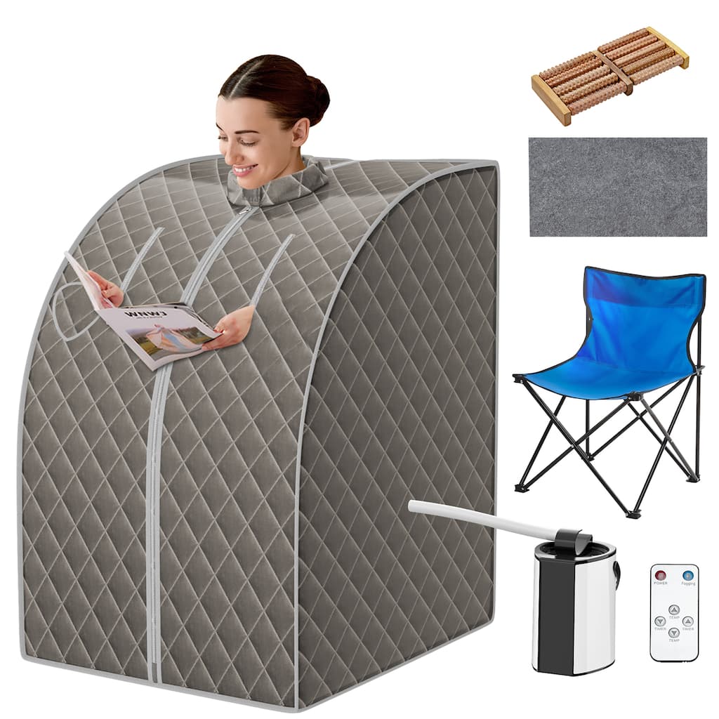 Costway 9-gear Adjustable Temperature Portable Steam Sauna Gray