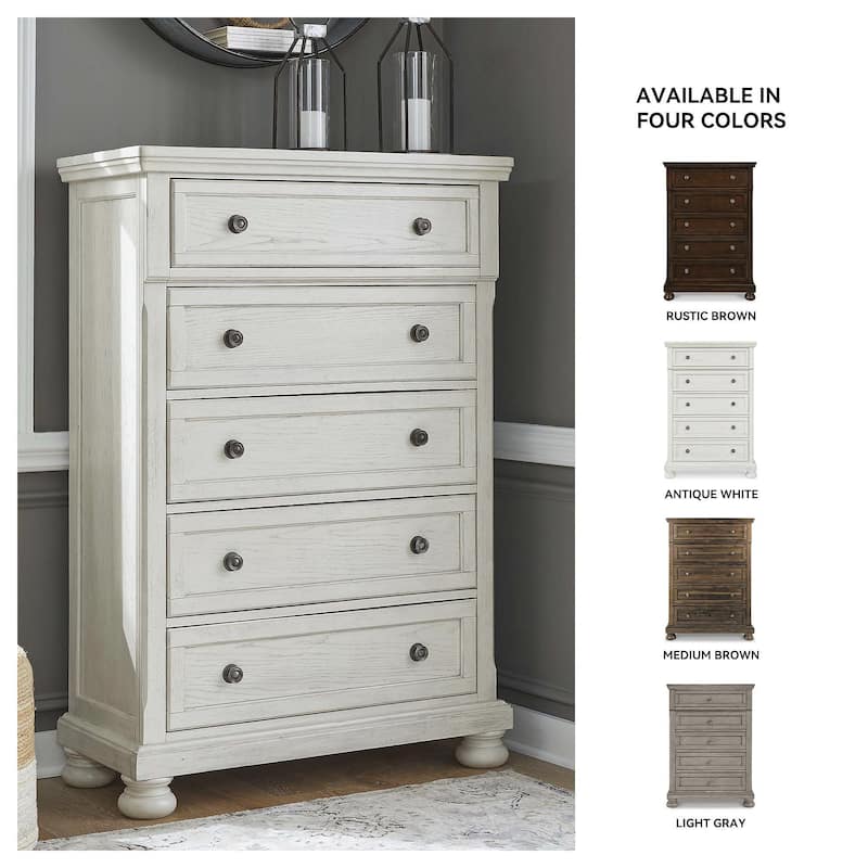 Signature Design by Ashley Robbinsdale Antique White Five Drawer Chest