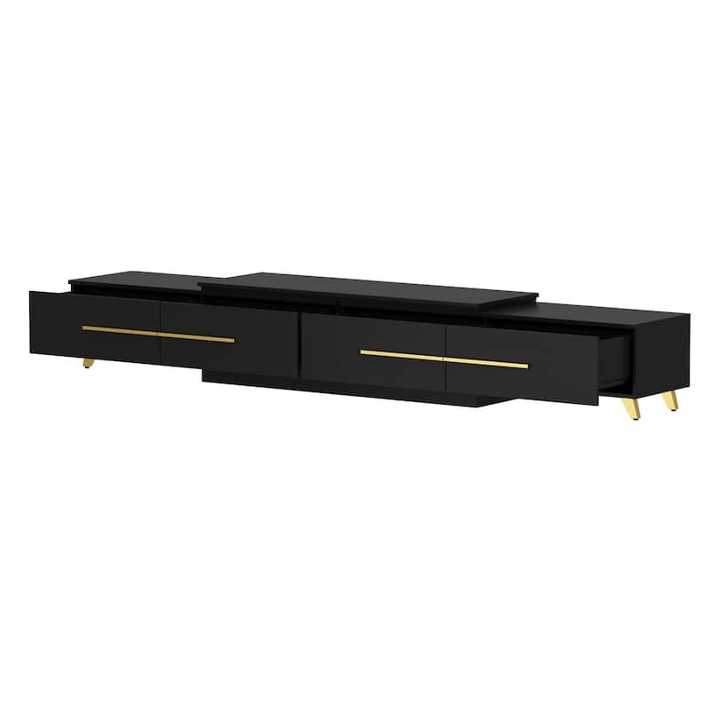 13.1"H Extendable Designs TV Stand with 4 Storage Drawer Black/White