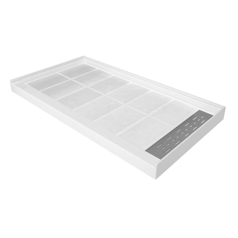 60 in. x 32 in. Elegant White Single Threshold Anti-slip SMC Rectangular Shower Base with Drain and Stainless Steel Drain Cover