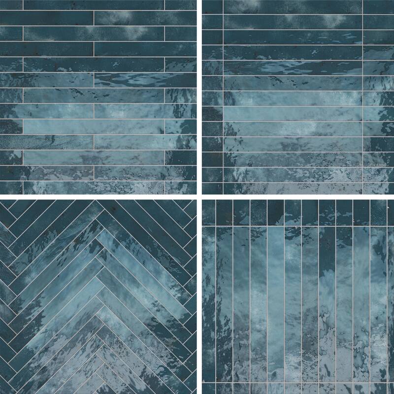 Merola Tile Scottsdale Blue 1-7/8" x 17-3/4" Porcelain Floor and Wall Tile