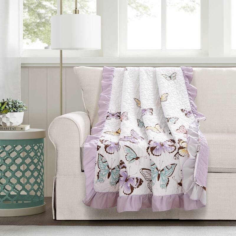Lush Decor Flutter Butterfly Throw Blanket - 60" x 50" - Lilac