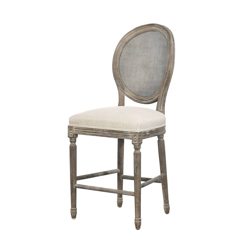 Chapelle Traditional Rattan Portrait Back Bar Stool - 30-inch Seat