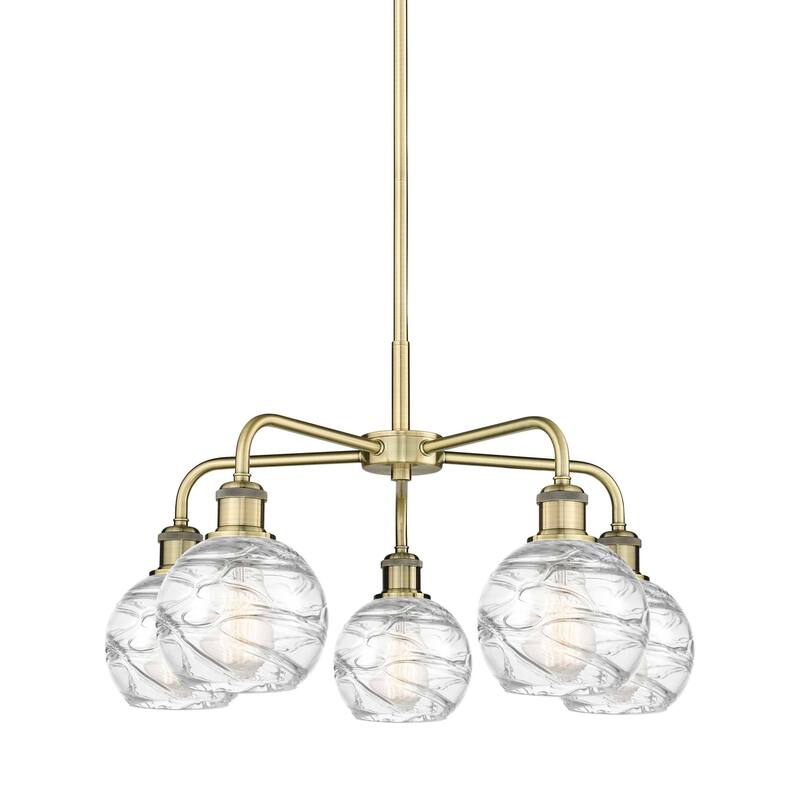 Innovations Lighting 516-5CR-15-24 Athens Deco Swirl Chandelier Athens - Antique Brass / Clear Deco Swirl
