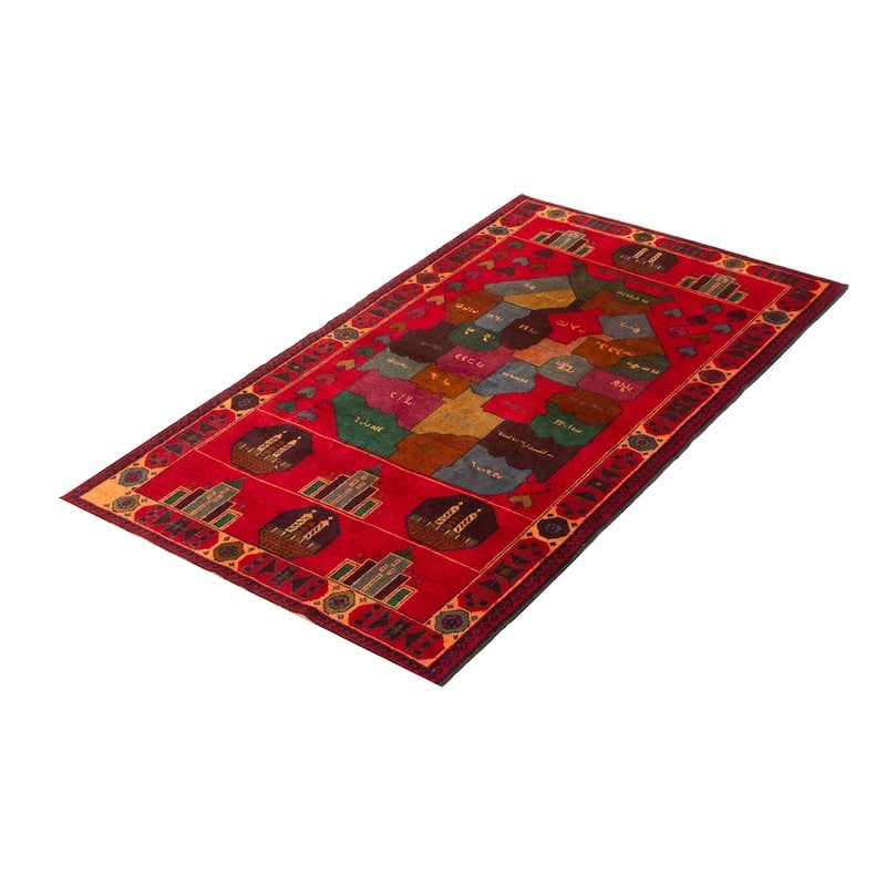 ECARPETGALLERY Hand-knotted Teimani Red Wool Rug - 3'7 x 6'6