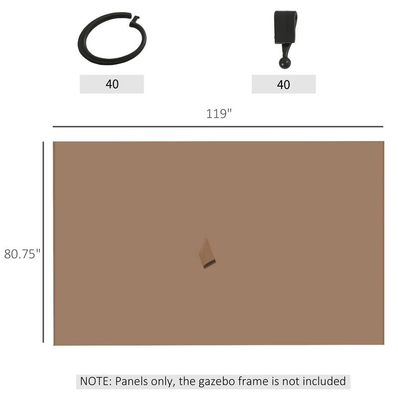 Outsunny 9.84' x 9.84' Gazebo Sidewall Set with Hooks/C-Rings, Brown