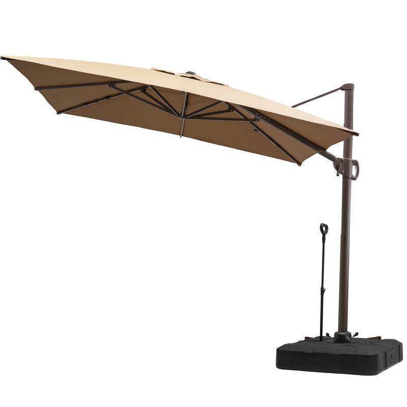 9 FT x 11 FT Outdoor Patio Cantilever-Offset Umbrella with Rod Base
