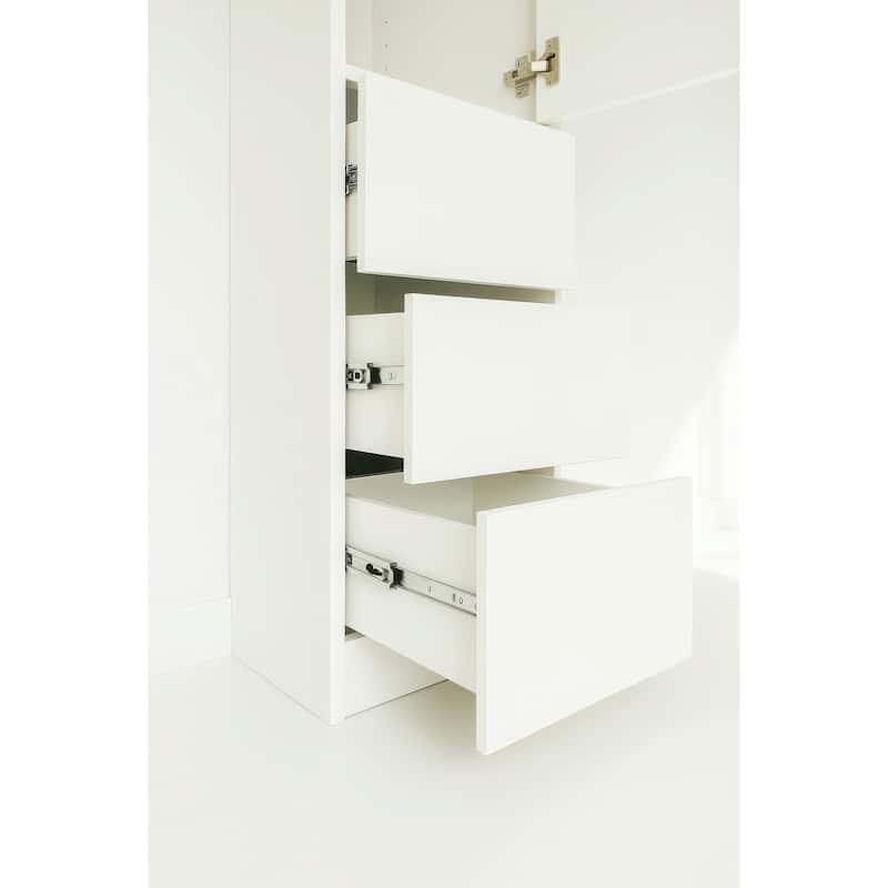 Elise Slim Modular Wood Closet Cabinet with Drawers in White - 15.7"D x 17.72"W x 70.9"H