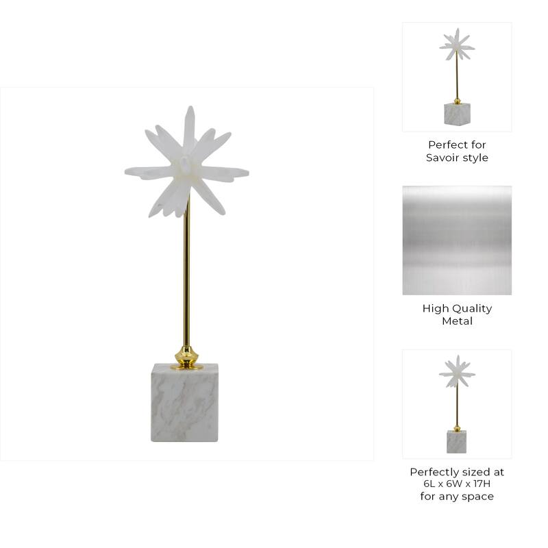 Stone and Marble Starburst Decorative Object with Geometric Base