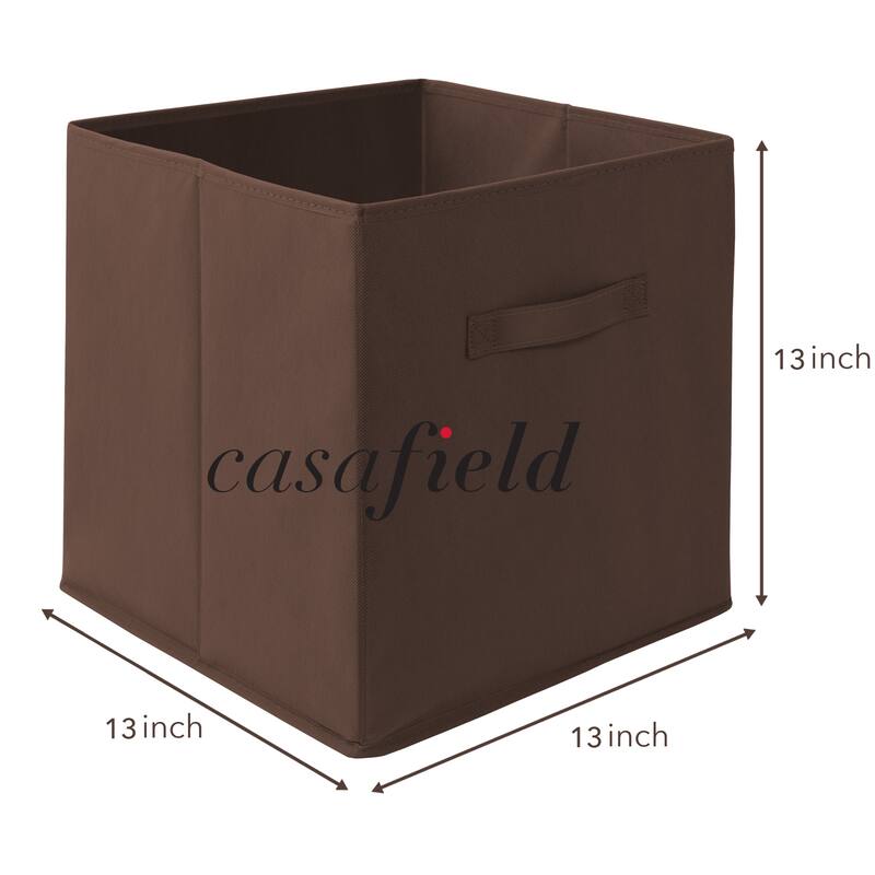 Set of 12 Collapsible Fabric Cubes 13in Storage Bins Brown - 13" x 13" x 13"