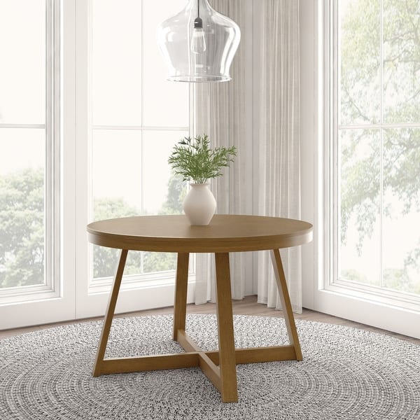 slide 2 of 38, Plank and Beam Classic Solid Wood Round Dining Table - 47" Pecan Wirebrush