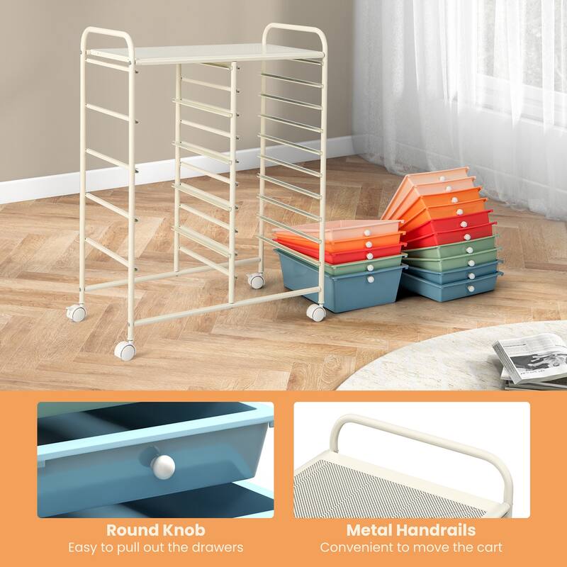 Costway 15 Drawer Rolling Storage Cart Tools Scrapbook Paper Office - See Details
