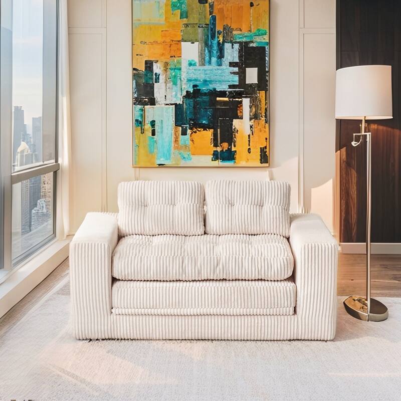 Loveseat Sofa Bed with Memory Foam - Beige