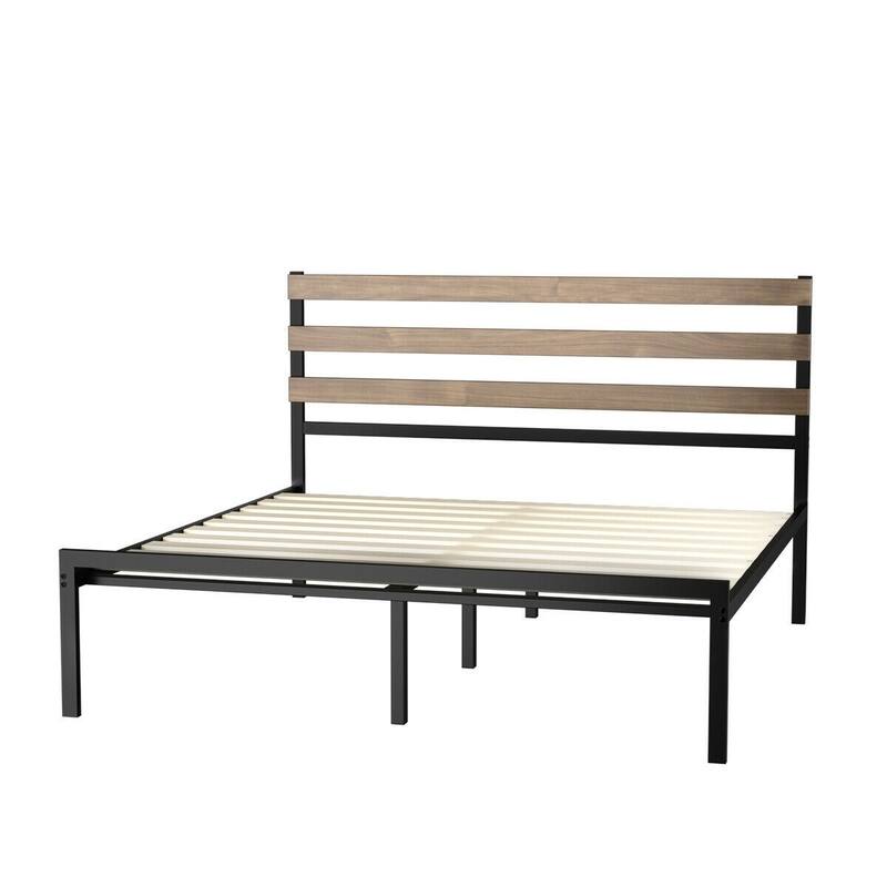 Metal Bed Frame Foundation with Headboard-Twin Size