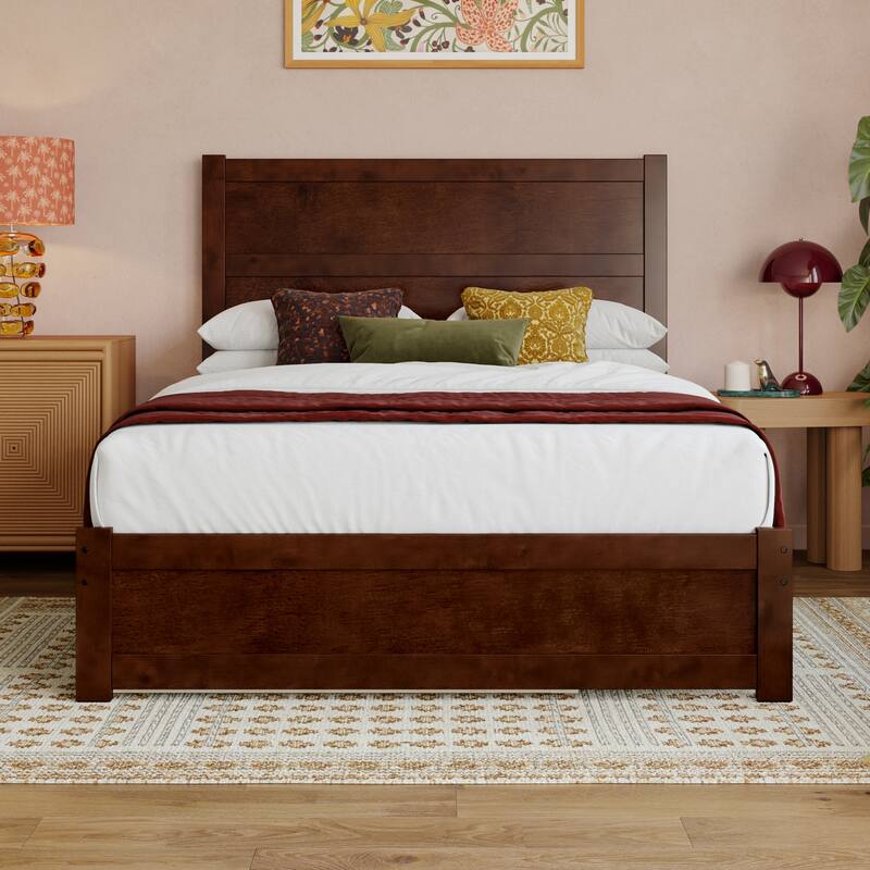 Aveline Wood Platform Bed with Matching Footboard & Trundle
